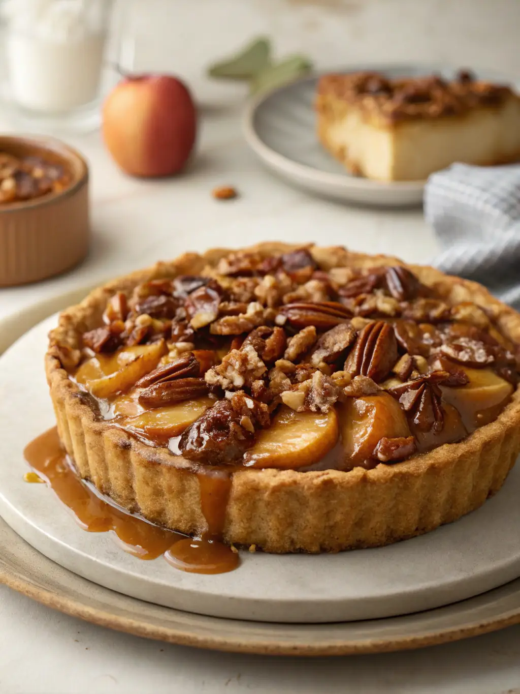 A professionally arranged display of Eavy's Incredible Edibles pies, featuring apple, cherry, and pecan pies, ideal for a catering event.